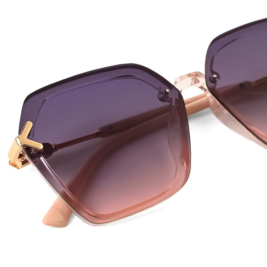 Veilion | Baby Pink Medium Full Rim Hexagonal Sunglasses for Women [UV-protected]