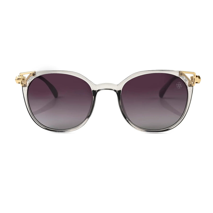 Vortex | Gradient Smoke Purple Medium Full Rim Round Sunglasses for Women [UV-protected]
