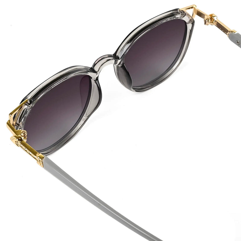 Vortex | Gradient Smoke Purple Medium Full Rim Round Sunglasses for Women [UV-protected]