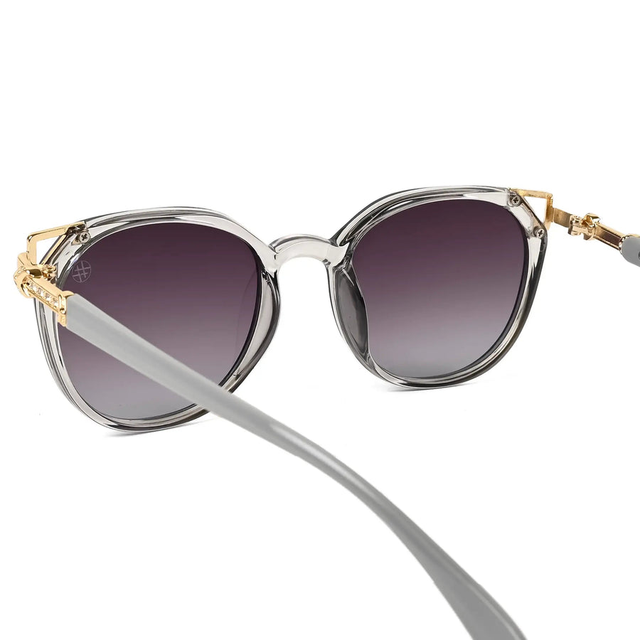 Vortex | Gradient Smoke Purple Medium Full Rim Round Sunglasses for Women [UV-protected]