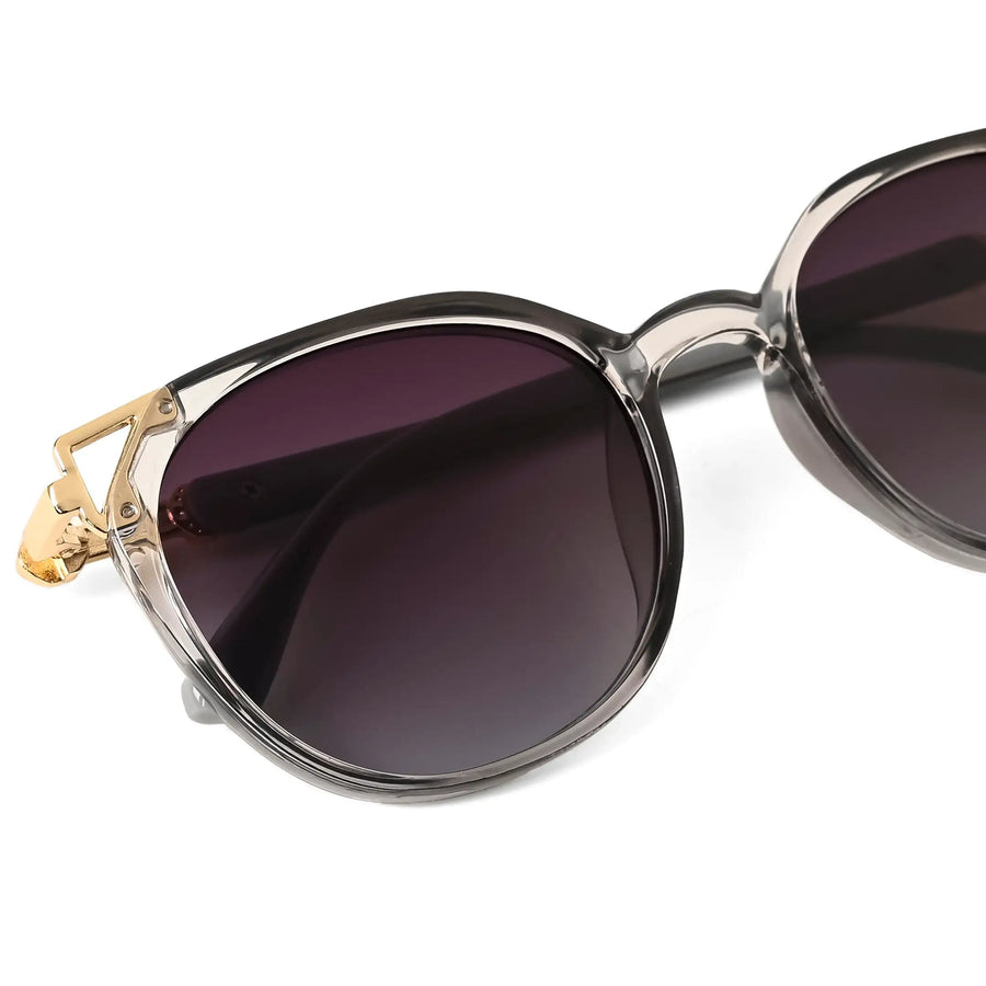 Vortex | Gradient Smoke Purple Medium Full Rim Round Sunglasses for Women [UV-protected]