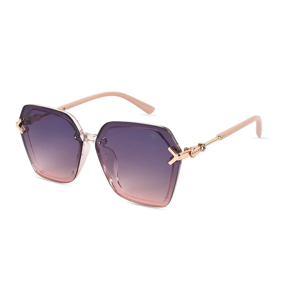 Veilion | Baby Pink Medium Full Rim Hexagonal Sunglasses for Women [UV-protected]