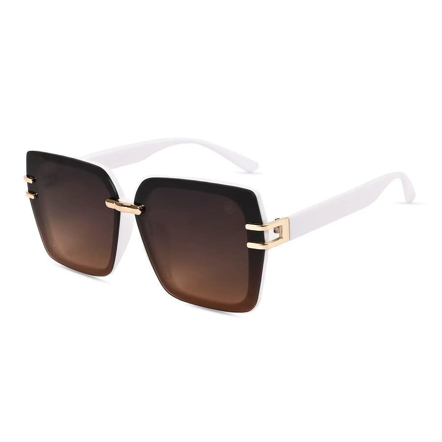 Valoria | White Large Full Rim Square Sunglasses for Women [UV-protected]