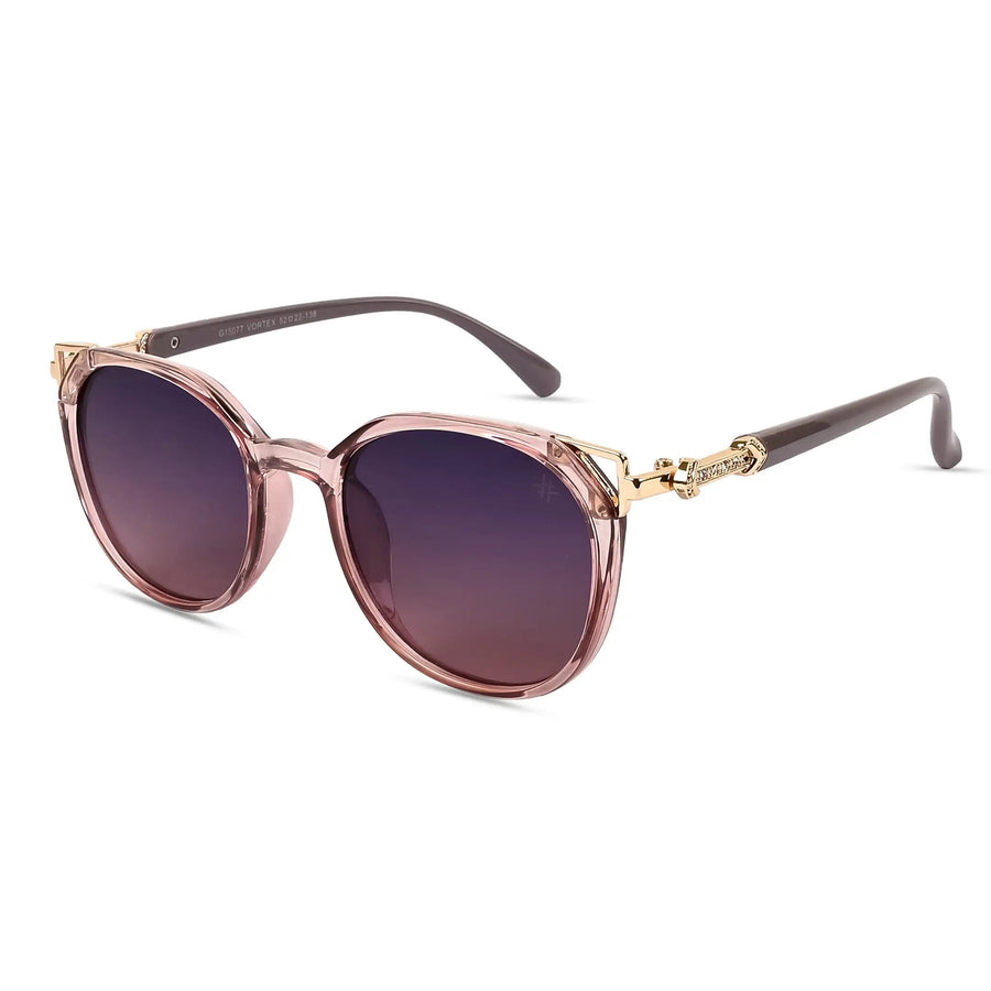 Vortex | Gradient Purple Medium Full Rim Round Sunglasses for Women [UV-protected]