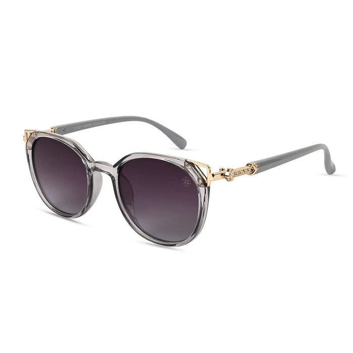 Vortex | Gradient Smoke Purple Medium Full Rim Round Sunglasses for Women [UV-protected]