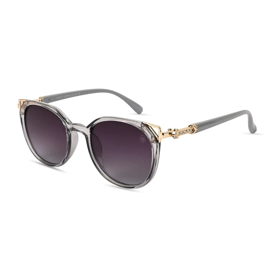 Vortex | Gradient Smoke Purple Medium Full Rim Round Sunglasses for Women [UV-protected]