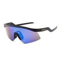 KINETIC | Black & Grey Medium Half Rim Shield Sports Sunglasses for Men & Women [UV-protected]