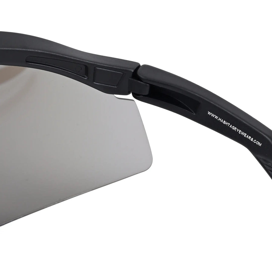KINETIC | Black & Grey Medium Half Rim Shield Sports Sunglasses for Men & Women [UV-protected]
