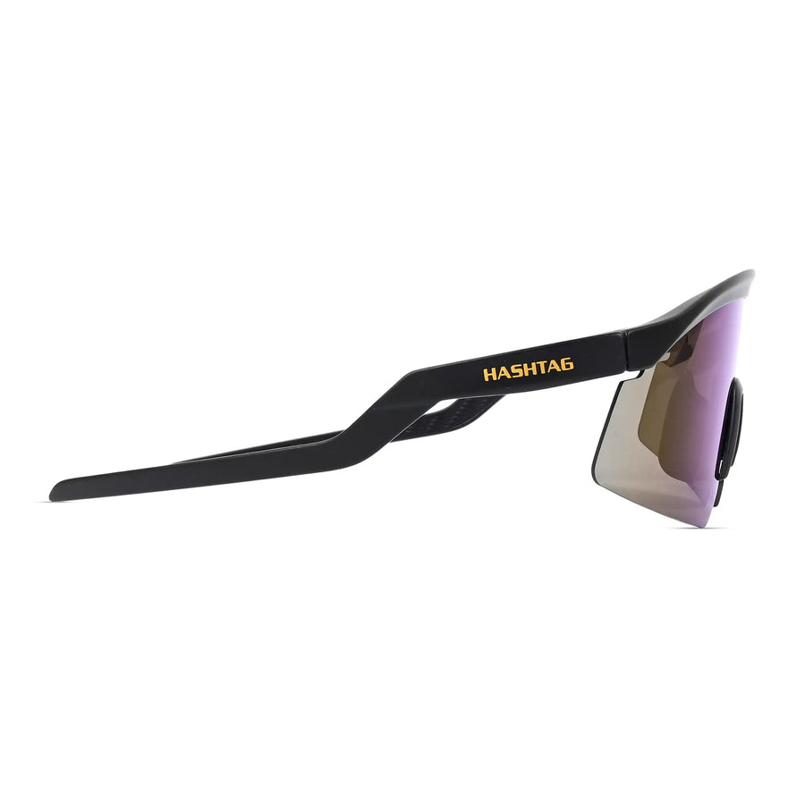 KINETIC | Black & Grey Medium Half Rim Shield Sports Sunglasses for Men & Women [UV-protected]