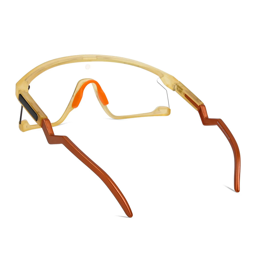 Pulse | Transparent Green Large Half Rim Shield Sports Sunglasses for Men & Women [MIRRORED]