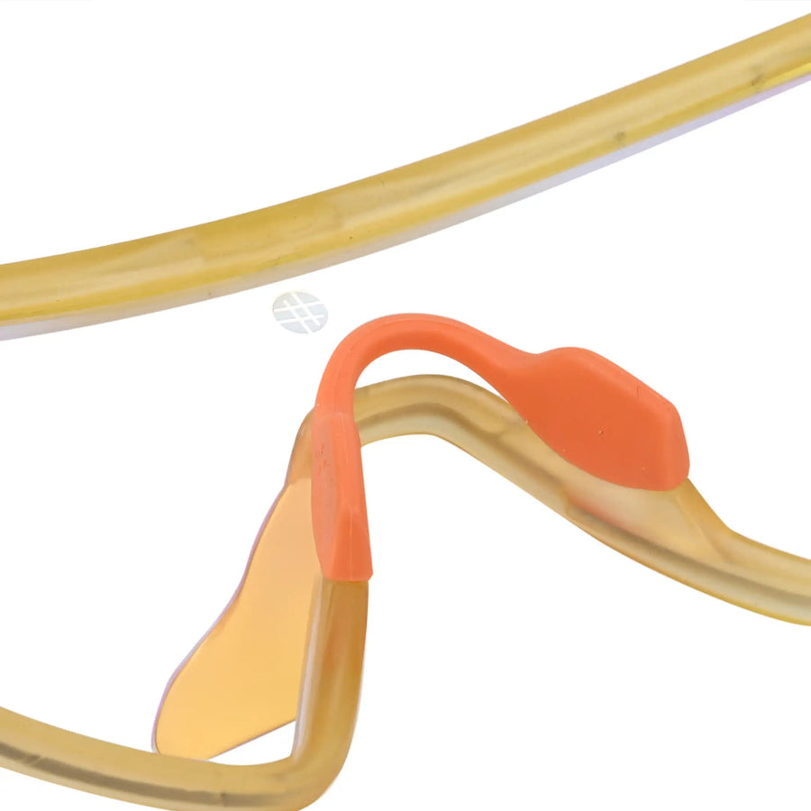 Pulse | Transparent Green Large Half Rim Shield Sports Sunglasses for Men & Women [MIRRORED]