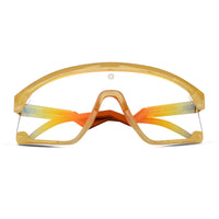 Pulse | Transparent Green Large Half Rim Shield Sports Sunglasses for Men & Women [MIRRORED]