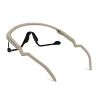 Pulse | Cream & Black Large Half Rim Shield Sports Sunglasses for Men & Women [MIRRORED]