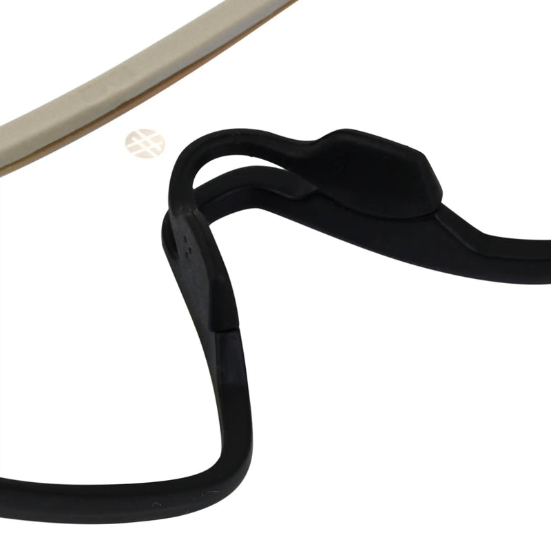Pulse | Cream & Black Large Half Rim Shield Sports Sunglasses for Men & Women [MIRRORED]