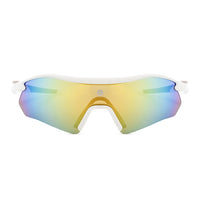Falcon | White Large Half Rim Shield Sports Sunglasses for Men & Women [Mirrored]