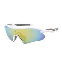 Falcon | White Large Half Rim Shield Sports Sunglasses for Men & Women [Mirrored]