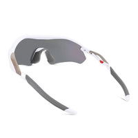 Falcon | White Large Half Rim Shield Sports Sunglasses for Men & Women [Mirrored]