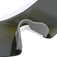 Falcon | White Large Half Rim Shield Sports Sunglasses for Men & Women [Mirrored]