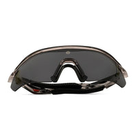 Falcon | Transparent Grey Large Half Rim Shield Sports Sunglasses for Men & Women [Mirrored]