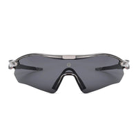 Falcon | Transparent Grey Large Half Rim Shield Sports Sunglasses for Men & Women [Mirrored]