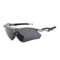 Falcon | Transparent Grey Large Half Rim Shield Sports Sunglasses for Men & Women [Mirrored]