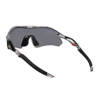 Falcon | Transparent Grey Large Half Rim Shield Sports Sunglasses for Men & Women [Mirrored]