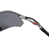 Falcon | Transparent Grey Large Half Rim Shield Sports Sunglasses for Men & Women [Mirrored]