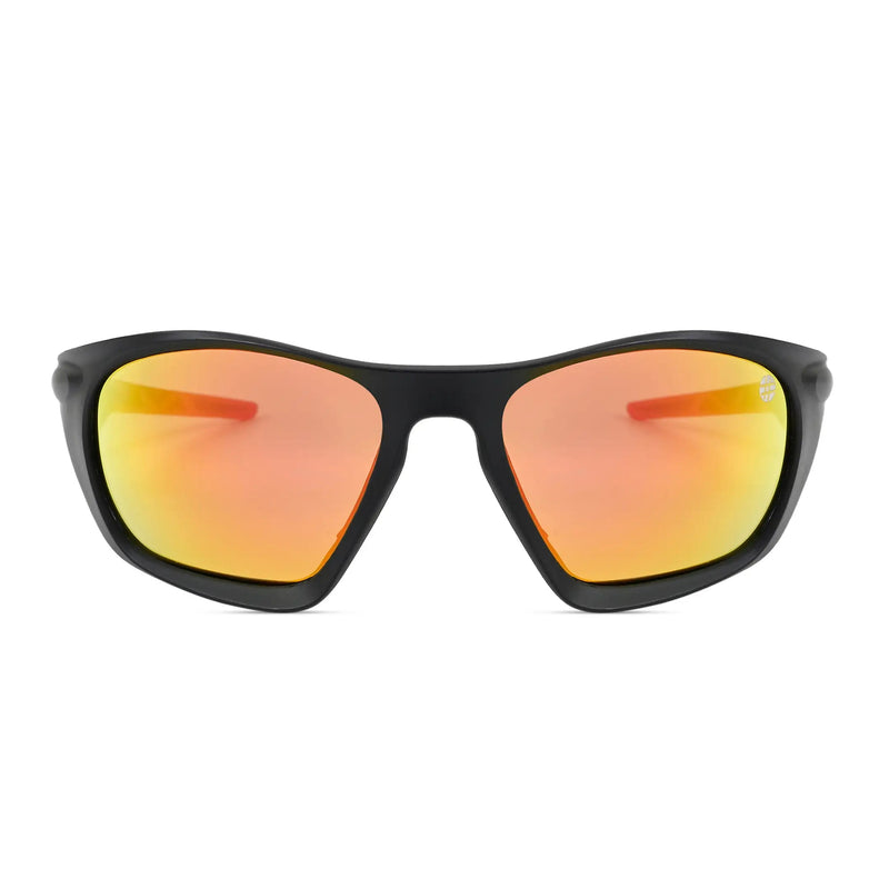 Lateralis | Black Large Full Rim Wraparound Sports Sunglasses for Men & Women [Mirrored]