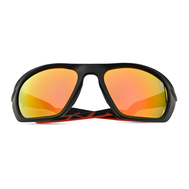 Lateralis | Black Large Full Rim Wraparound Sports Sunglasses for Men & Women [Mirrored]