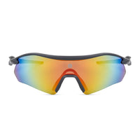 Falcon | Grey Large Half Rim Shield Sports Sunglasses for Men & Women [Mirrored]