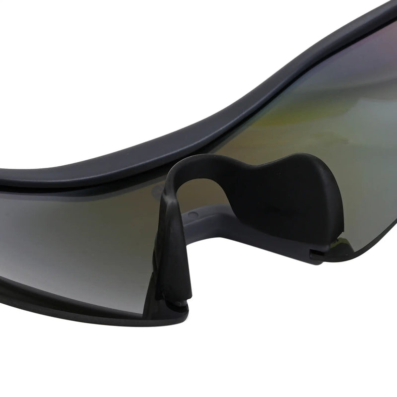 Falcon | Grey Large Half Rim Shield Sports Sunglasses for Men & Women [Mirrored]