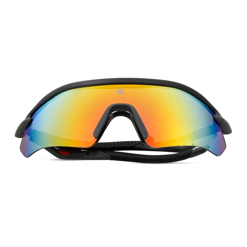 Falcon | Grey Large Half Rim Shield Sports Sunglasses for Men & Women [Mirrored]