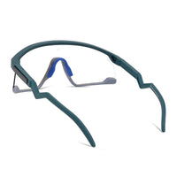Pulse | Mate Green & Grey Large Half Rim Shield Sports Sunglasses for Men & Women [MIRRORED]