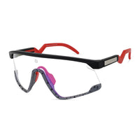 Pulse | Black-Grey Texture Large Half Rim Shield Sports Sunglasses for Men & Women [MIRRORED]