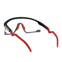 Pulse | Black-Grey Texture Large Half Rim Shield Sports Sunglasses for Men & Women [MIRRORED]