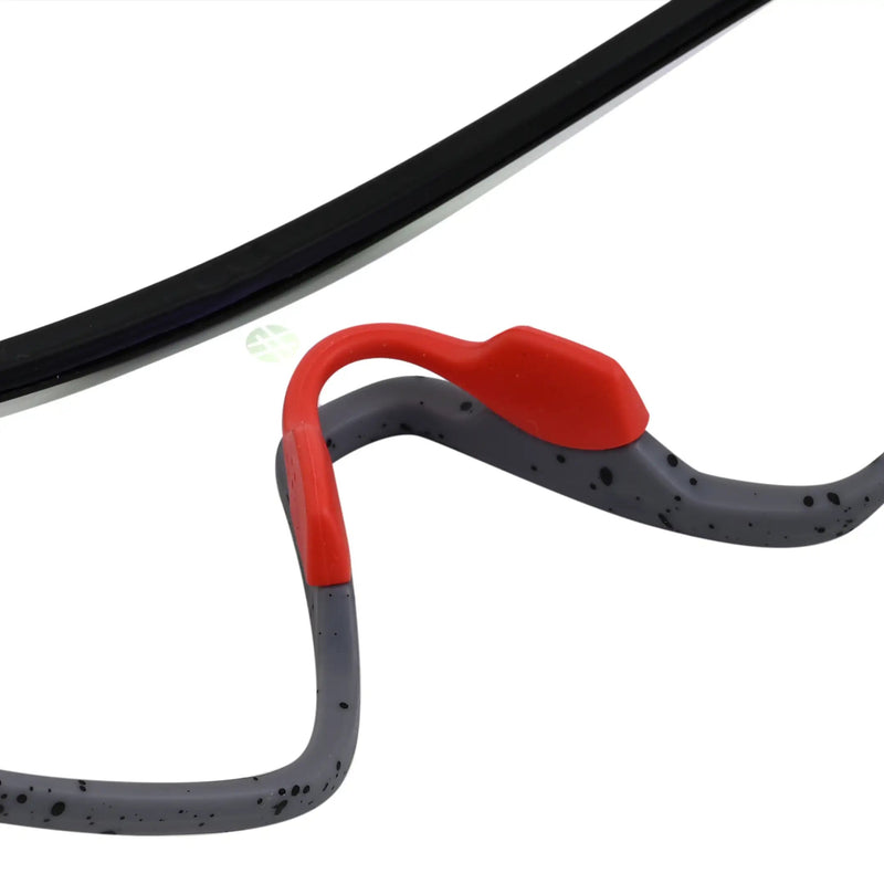 Pulse | Black-Grey Texture Large Half Rim Shield Sports Sunglasses for Men & Women [MIRRORED]