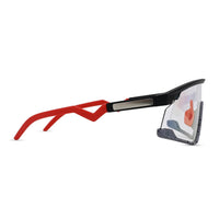 Pulse | Black-Grey Texture Large Half Rim Shield Sports Sunglasses for Men & Women [MIRRORED]