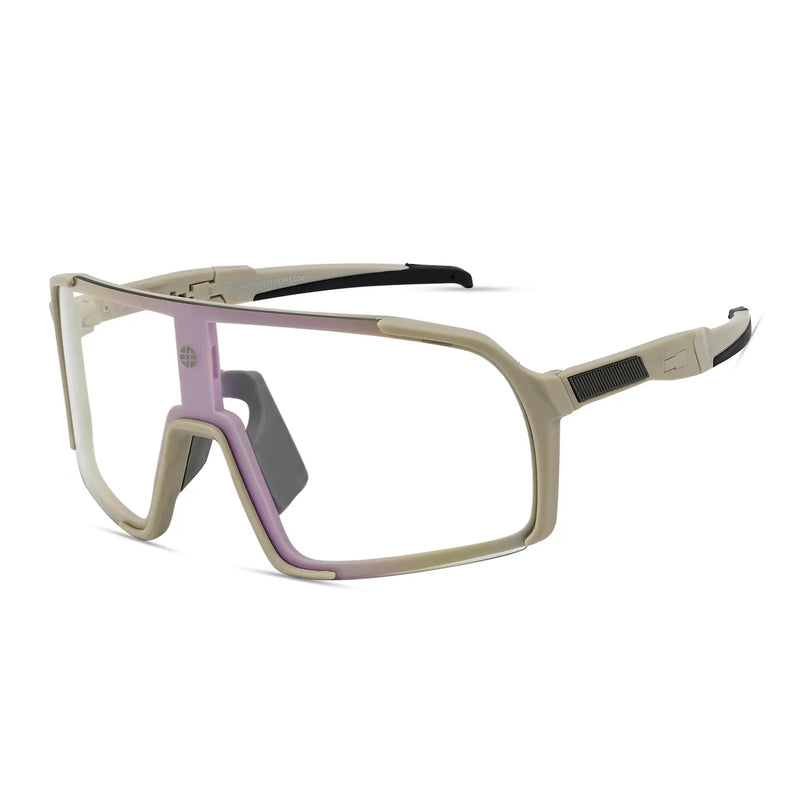 Swift | Cream Large Full Rim Visor Sports Sunglasses for Men & Women [Mirrored]