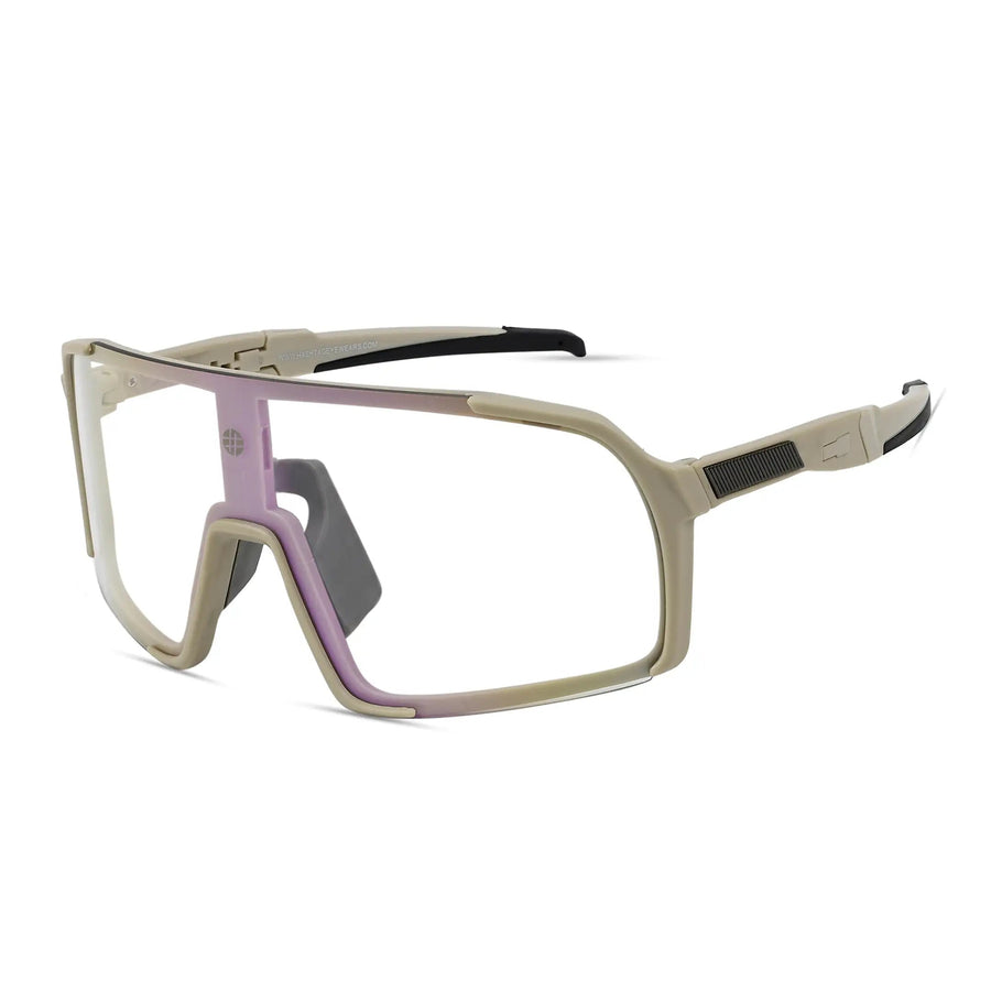 Swift | Cream Large Full Rim Visor Sports Sunglasses for Men & Women [Mirrored]