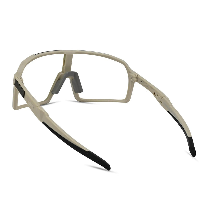 Swift | Cream Large Full Rim Visor Sports Sunglasses for Men & Women [Mirrored]