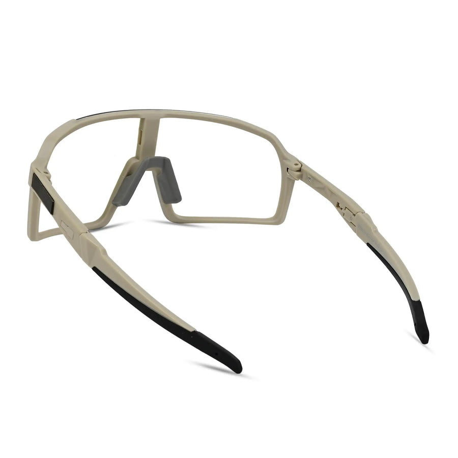 Swift | Cream Large Full Rim Visor Sports Sunglasses for Men & Women [Mirrored]