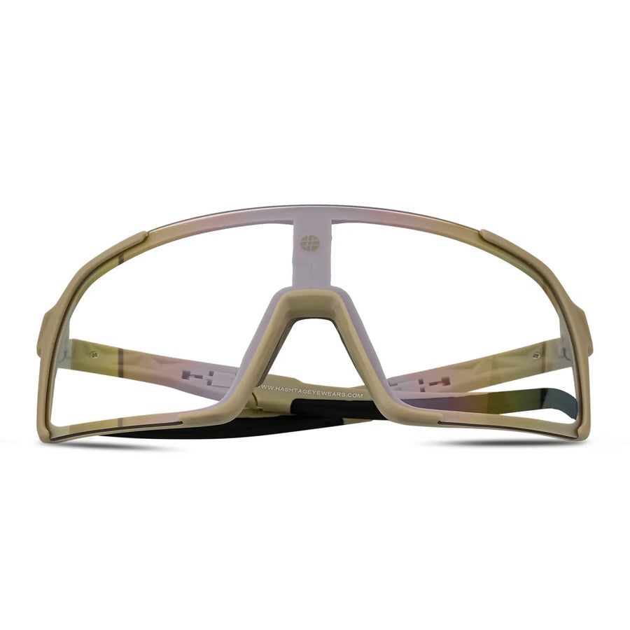 Swift | Cream Large Full Rim Visor Sports Sunglasses for Men & Women [Mirrored]