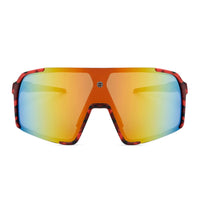 Swift | Red-Black Texture Large Full Rim Visor Sports Sunglasses for Men & Women [Mirrored]