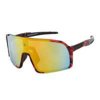 Swift | Red-Black Texture Large Full Rim Visor Sports Sunglasses for Men & Women [Mirrored]
