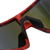 Swift | Red-Black Texture Large Full Rim Visor Sports Sunglasses for Men & Women [Mirrored]