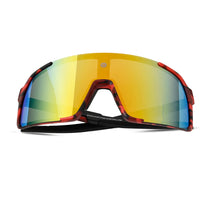 Swift | Red-Black Texture Large Full Rim Visor Sports Sunglasses for Men & Women [Mirrored]