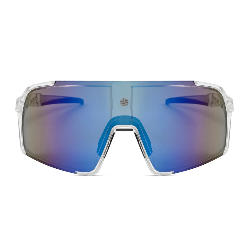 Swift | Transparent Large Full Rim Visor Sports Sunglasses for Men & Women [Mirrored]