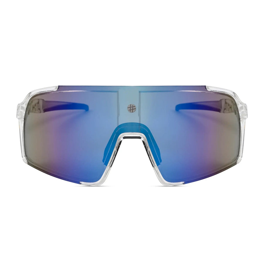 Swift | Transparent Large Full Rim Visor Sports Sunglasses for Men & Women [Mirrored]