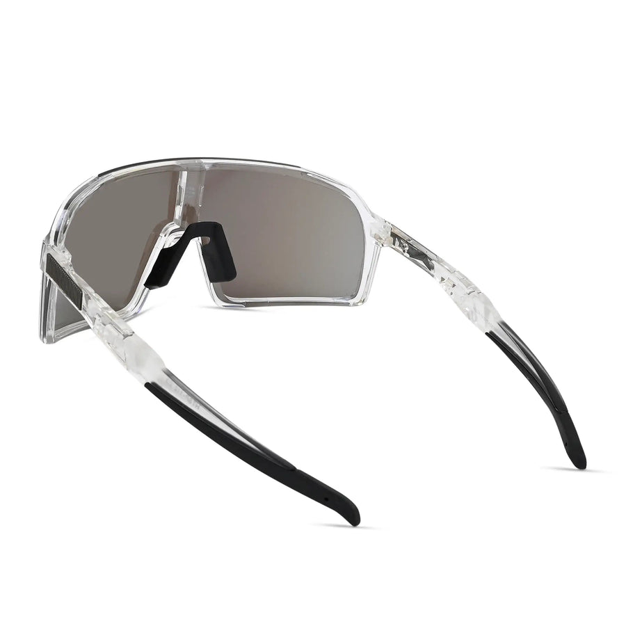 Swift | Transparent Large Full Rim Visor Sports Sunglasses for Men & Women [Mirrored]
