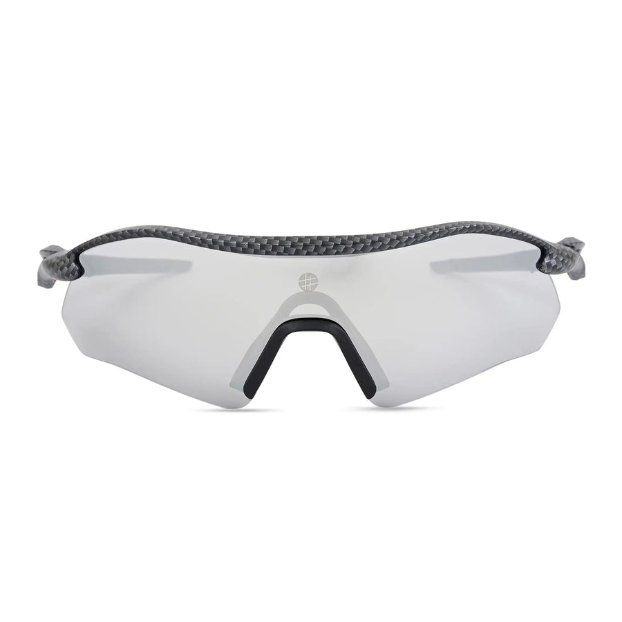 Falcon | Grey Texture Large Half Rim Shield Sports Sunglasses for Men & Women [Mirrored]